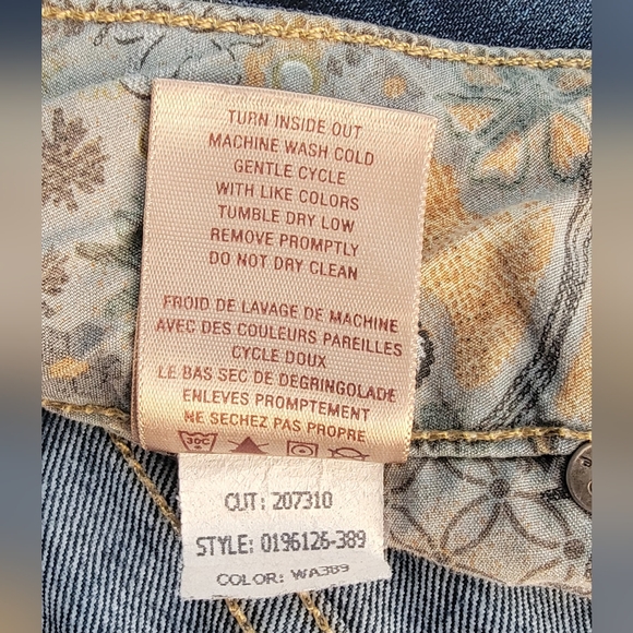 PAIGE Hidden Hills Low Rise Flare Leg Jeans Womens 30 Med-Dark Wash Light Distre - Picture 14 of 14